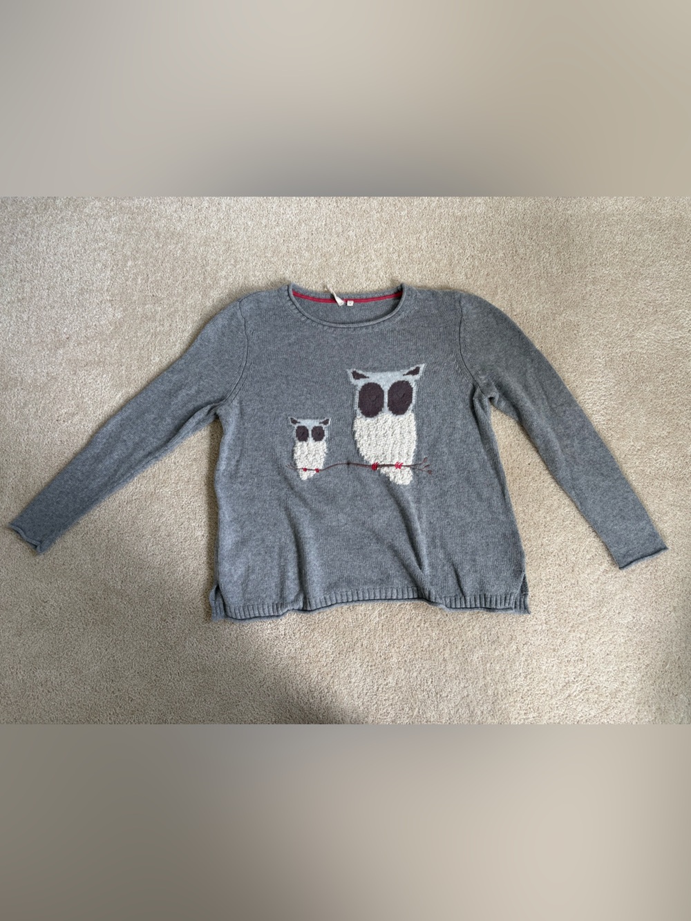 Gray Owl Knit Sweater - Cute Owl Motif